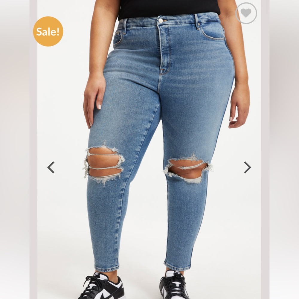 GOOD AMERICAN HIGH WAISTED GOOD CURVE SKINNY CROP BLUE800